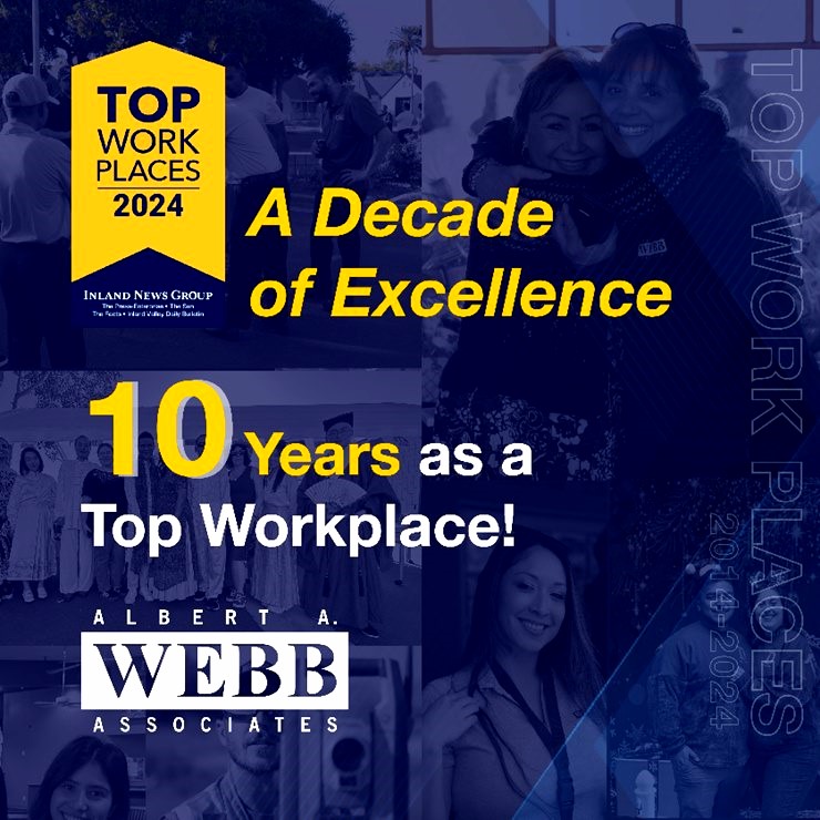 Graphic highlighting WEBB’s 10 years as a Top Workplace in the Inland Empire