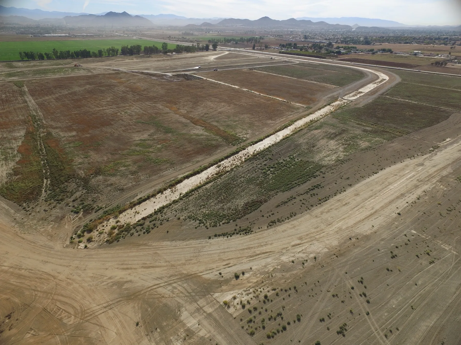 Drainage channel and surrounding terrain at the Homeland and Romoland Master Drainage Plan and EIR project site