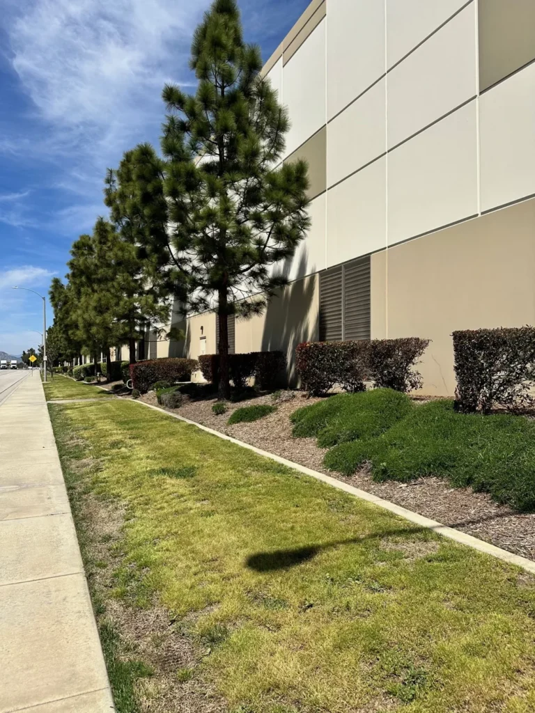 Turf parkway along an industrial property