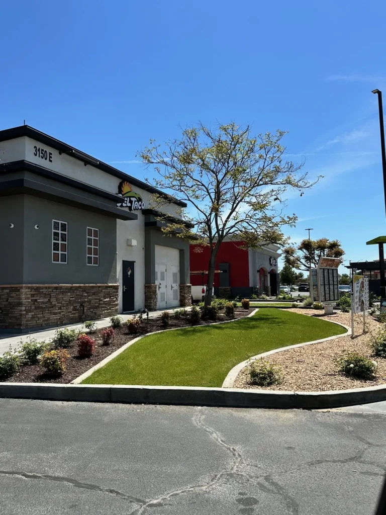 Turf landscape at a retail center